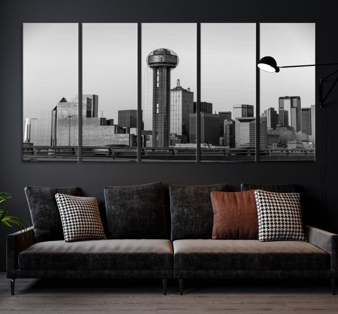 Large Dallas City Skyline Print Cityscape Canvas Wall Art