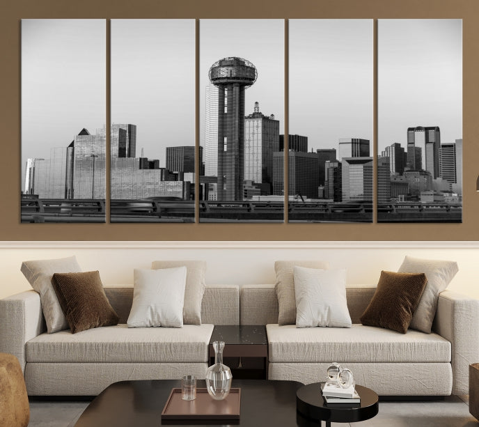 Large Dallas City Skyline Print Cityscape Canvas Wall Art