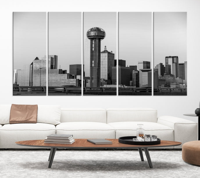 Large Dallas City Skyline Print Cityscape Canvas Wall Art