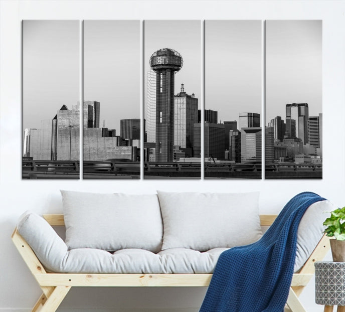 Large Dallas City Skyline Print Cityscape Canvas Wall Art