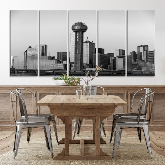 Large Dallas City Skyline Print Cityscape Canvas Wall Art