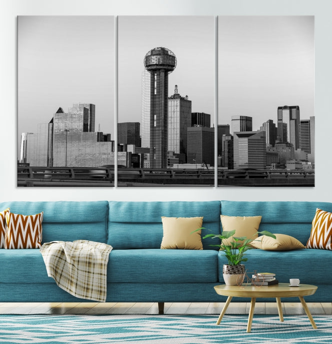 Large Dallas City Skyline Print Cityscape Canvas Wall Art