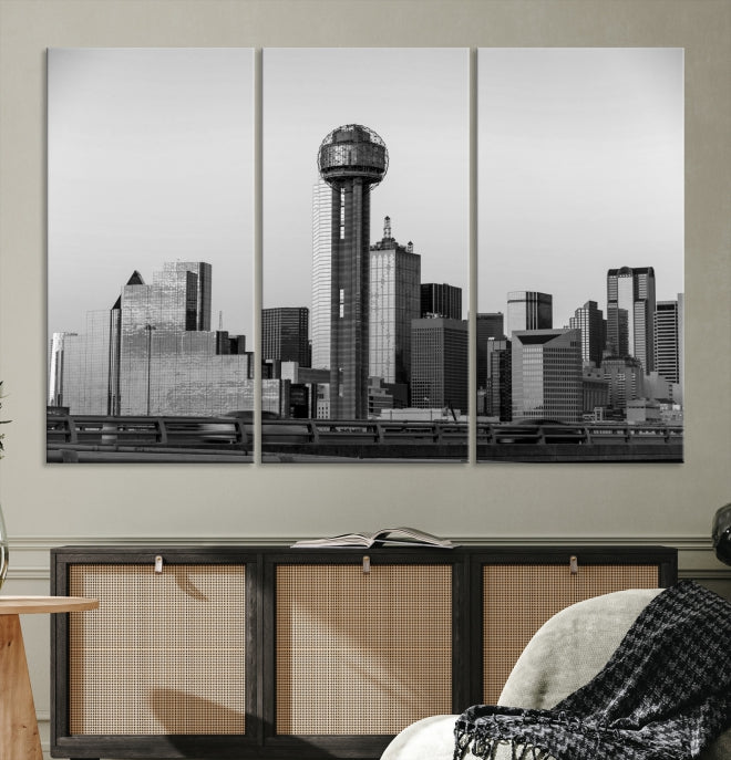 Large Dallas City Skyline Print Cityscape Canvas Wall Art