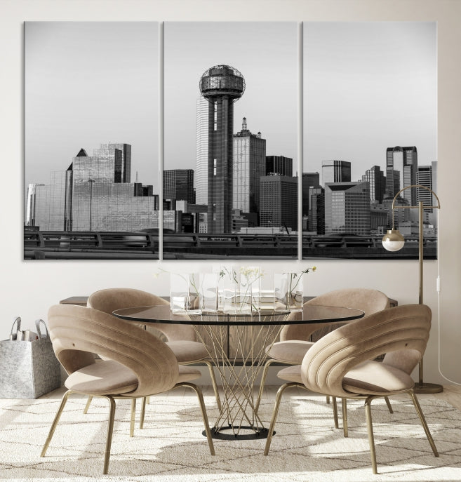 Large Dallas City Skyline Print Cityscape Canvas Wall Art