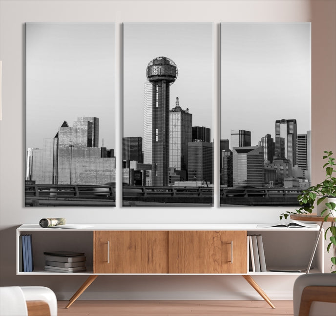 Large Dallas City Skyline Print Cityscape Canvas Wall Art