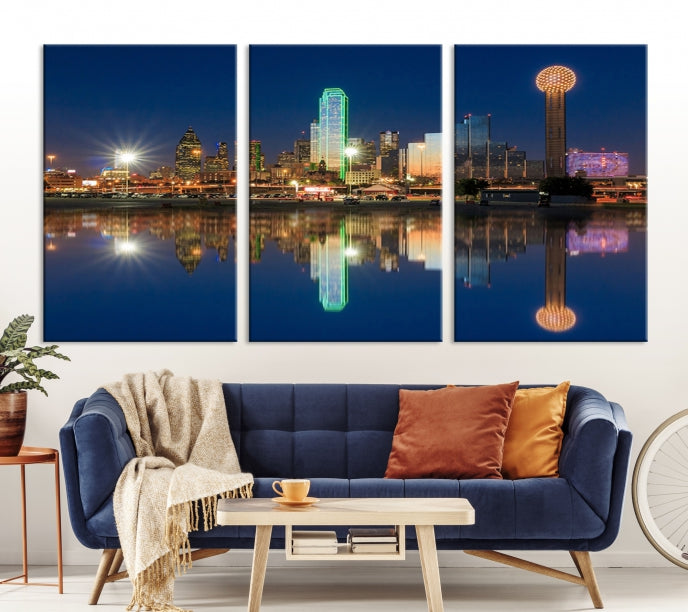 Large Dallas Skyline Canvas Wall Art Framed Dallas Print