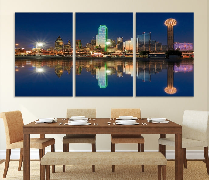 Large Dallas Skyline Canvas Wall Art Framed Dallas Print