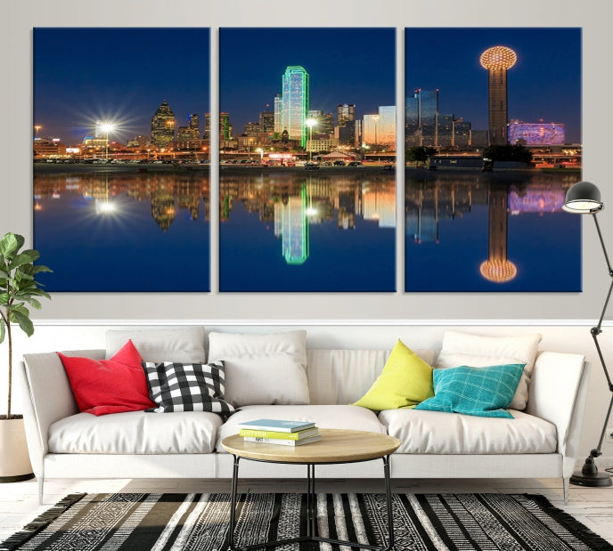 Large Dallas Skyline Canvas Wall Art Framed Dallas Print