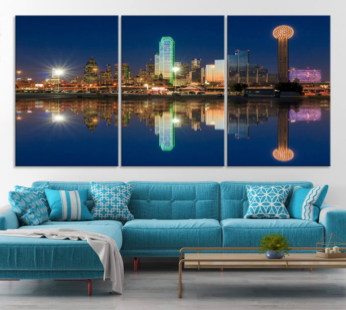 Large Dallas Skyline Canvas Wall Art Framed Dallas Print