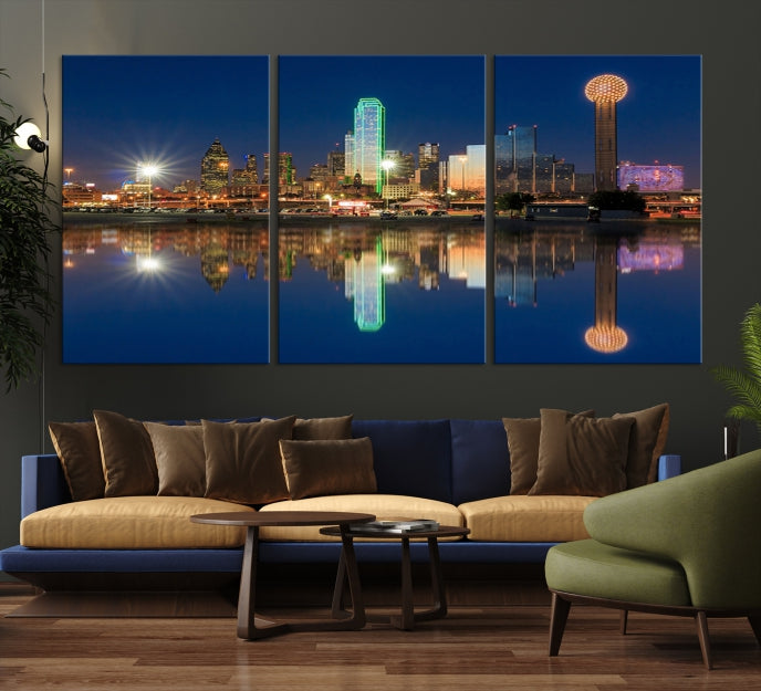 Large Dallas Skyline Canvas Wall Art Framed Dallas Print