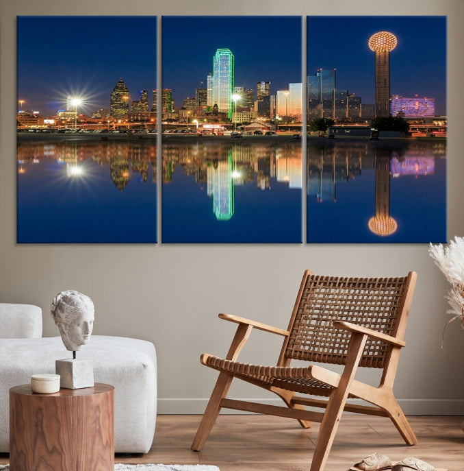 Large Dallas Skyline Canvas Wall Art Framed Dallas Print