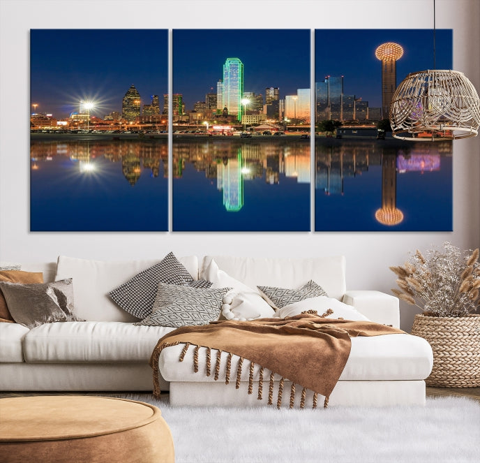 Large Dallas Skyline Canvas Wall Art Framed Dallas Print