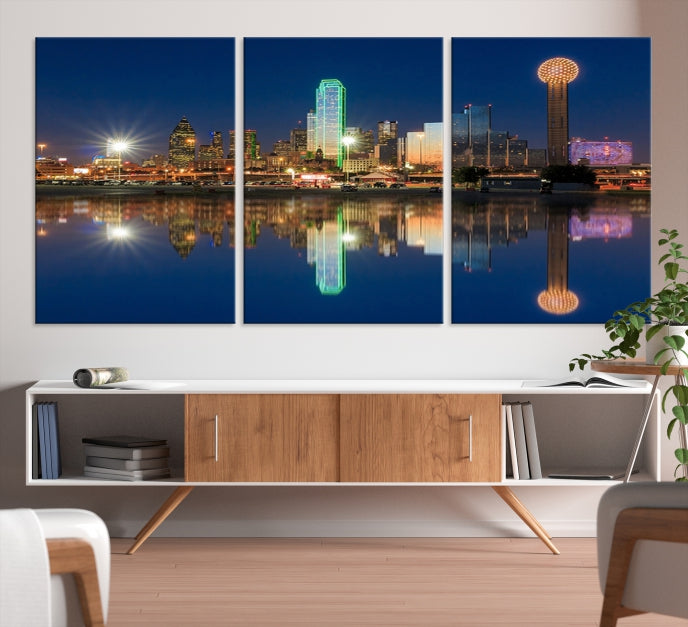 Large Dallas Skyline Canvas Wall Art Framed Dallas Print