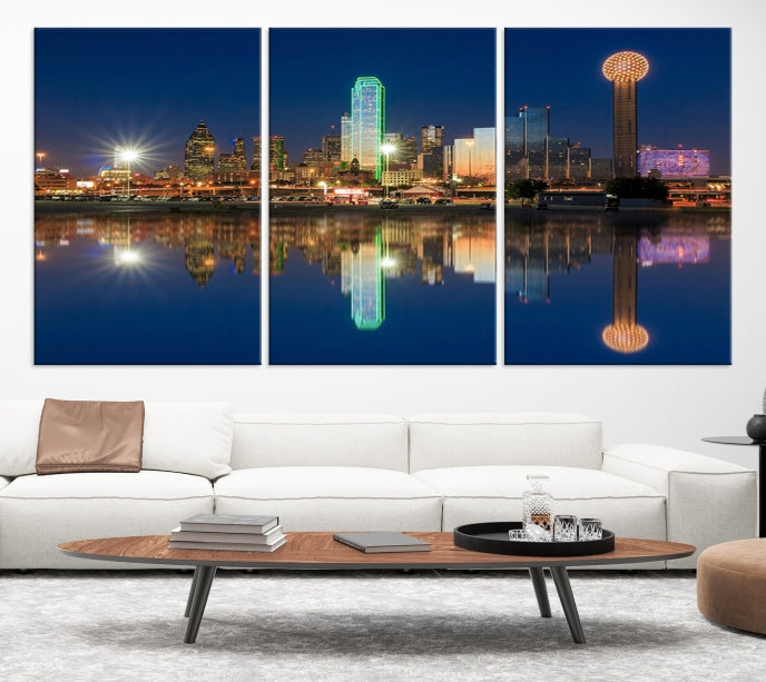 Large Dallas Skyline Canvas Wall Art Framed Dallas Print