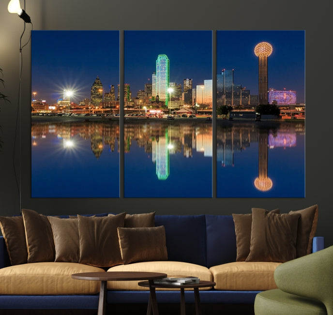 Large Dallas Skyline Canvas Wall Art Framed Dallas Print