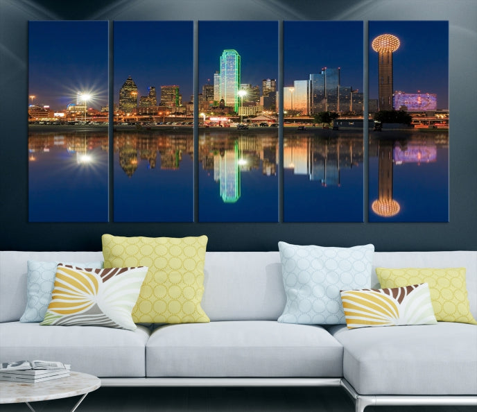 Large Dallas Skyline Canvas Wall Art Framed Dallas Print