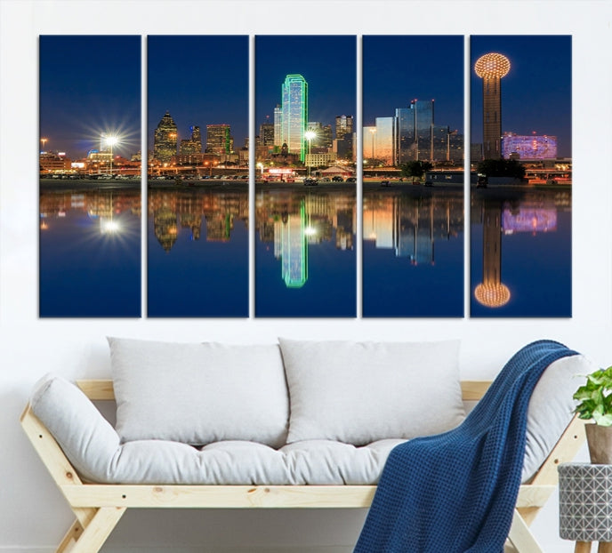 Large Dallas Skyline Canvas Wall Art Framed Dallas Print