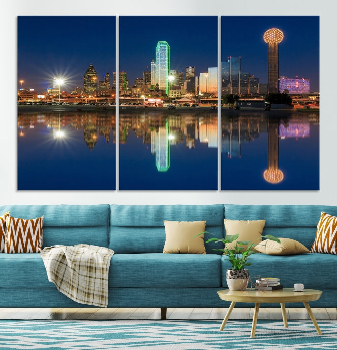 Large Dallas Skyline Canvas Wall Art Framed Dallas Print