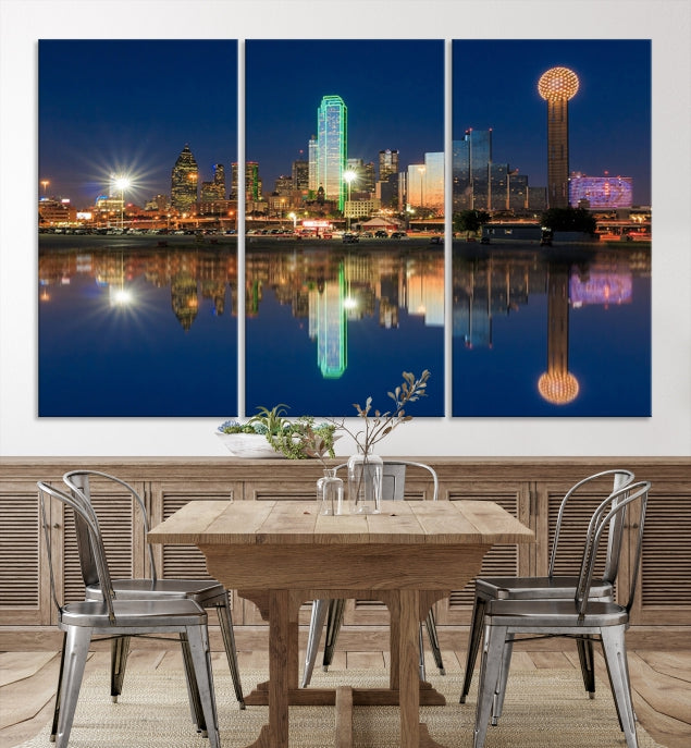 Large Dallas Skyline Canvas Wall Art Framed Dallas Print