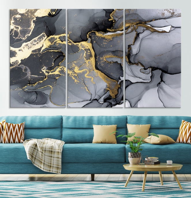 Large Fluid Effect Abstract Canvas Wall Art Print