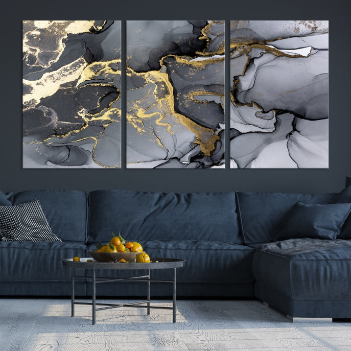 Large Fluid Effect Abstract Canvas Wall Art Print