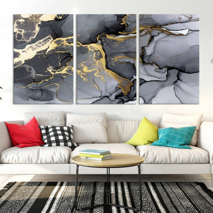 Large Fluid Effect Abstract Canvas Wall Art Print