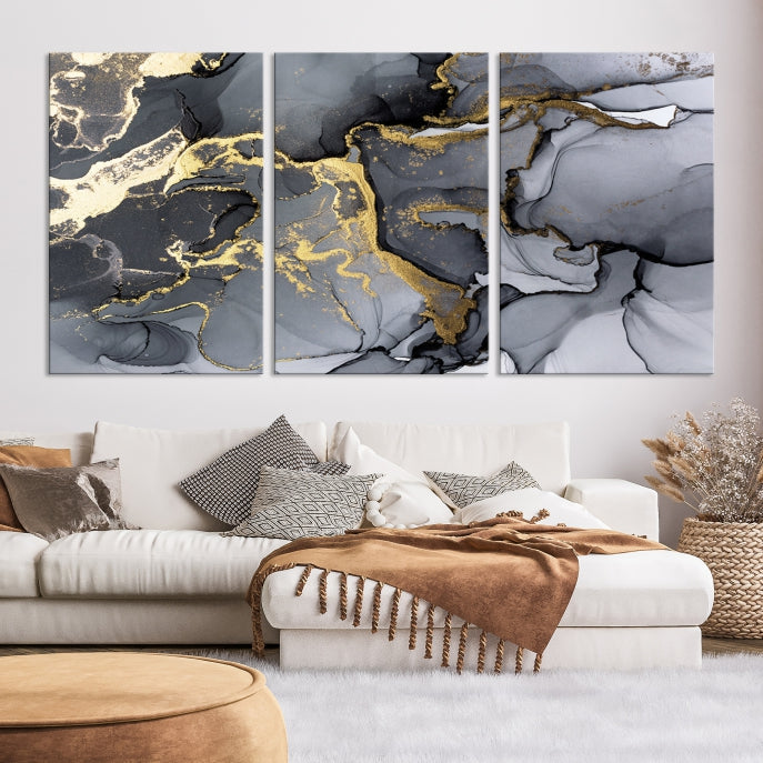 Large Fluid Effect Abstract Canvas Wall Art Print