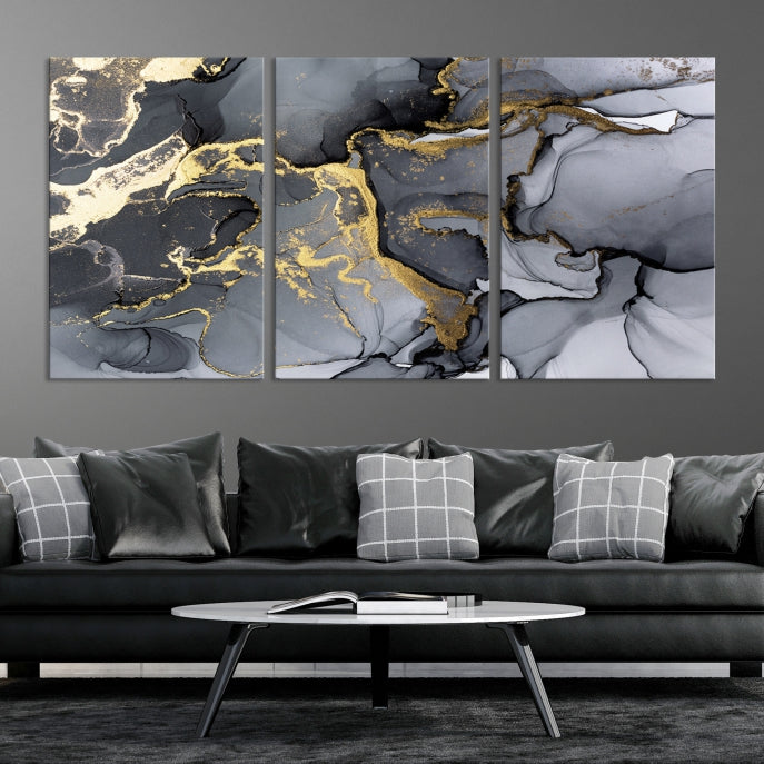 Large Fluid Effect Abstract Canvas Wall Art Print