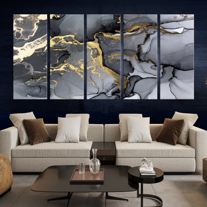 Large Fluid Effect Abstract Canvas Wall Art Print