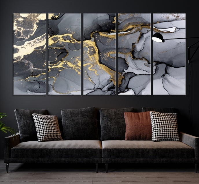 Large Fluid Effect Abstract Canvas Wall Art Print