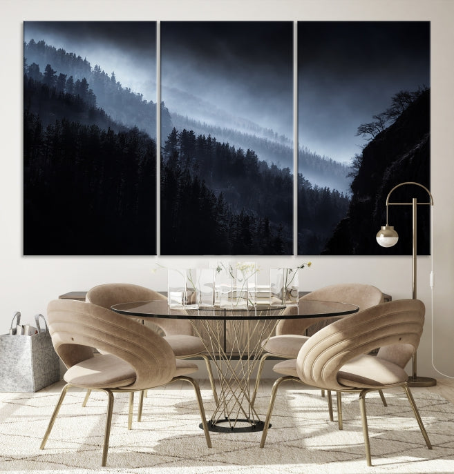 Large Foggy Forest Landscape Wall Art Canvas Print