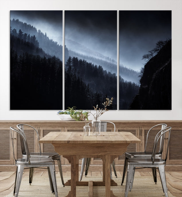 Large Foggy Forest Landscape Wall Art Canvas Print