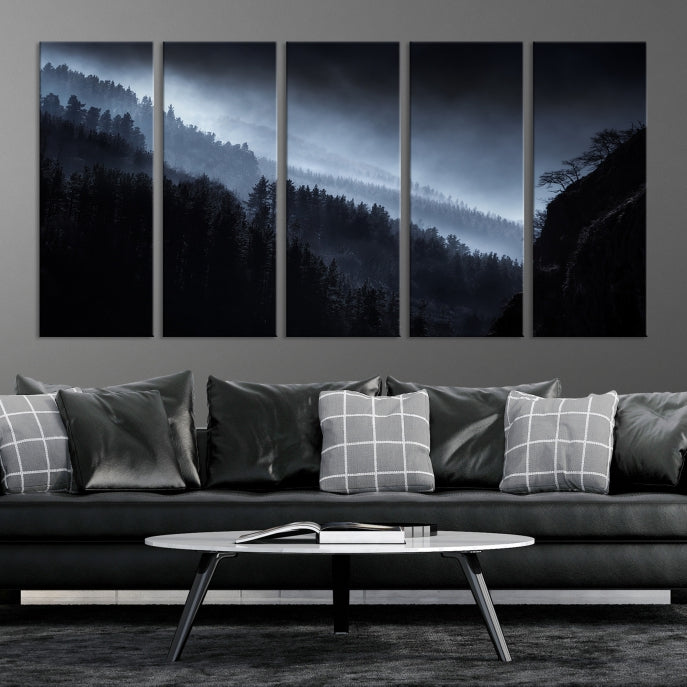 Large Foggy Forest Landscape Wall Art Canvas Print