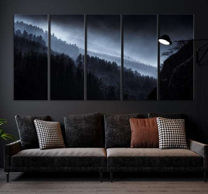 Large Foggy Forest Landscape Wall Art Canvas Print