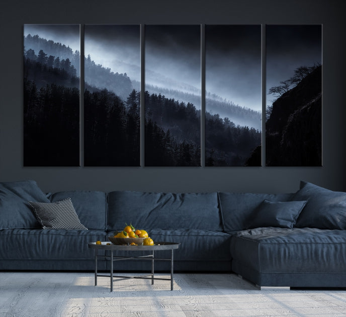 Large Foggy Forest Landscape Wall Art Canvas Print