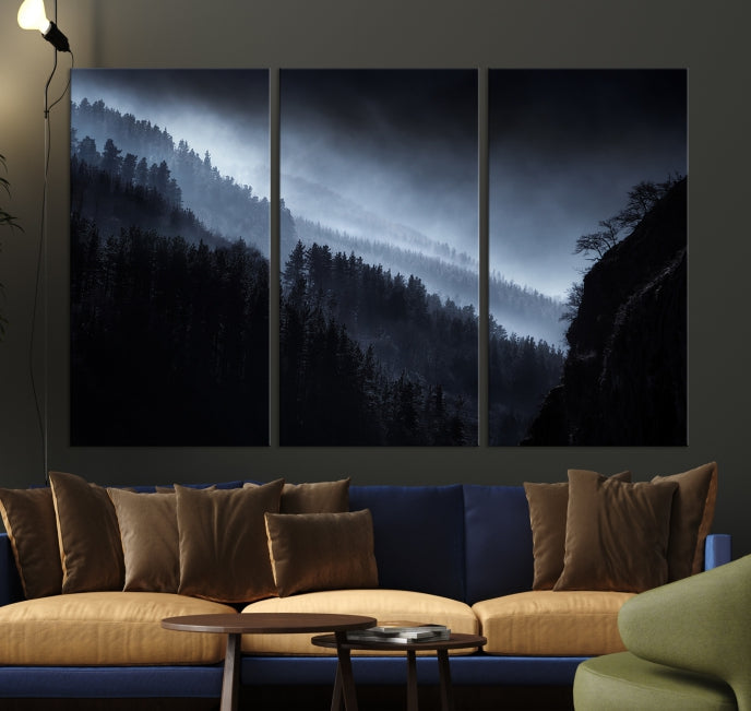 Large Foggy Forest Landscape Wall Art Canvas Print