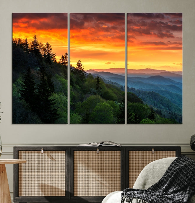 Large Forest Landscape Wall Art Sunset Canvas Print