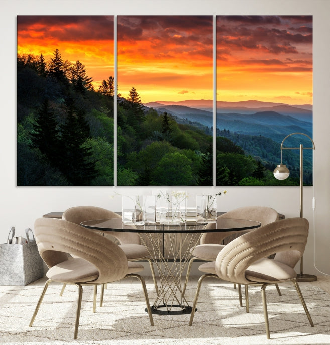 Large Forest Landscape Wall Art Sunset Canvas Print