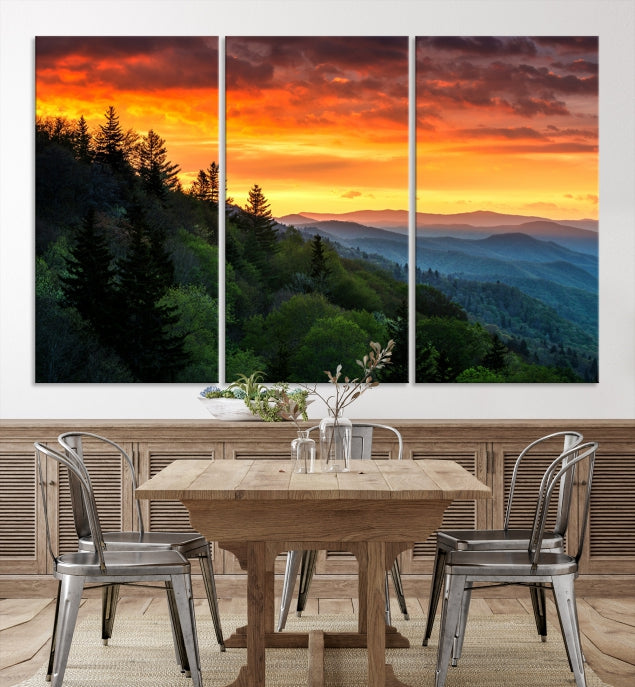 Large Forest Landscape Wall Art Sunset Canvas Print