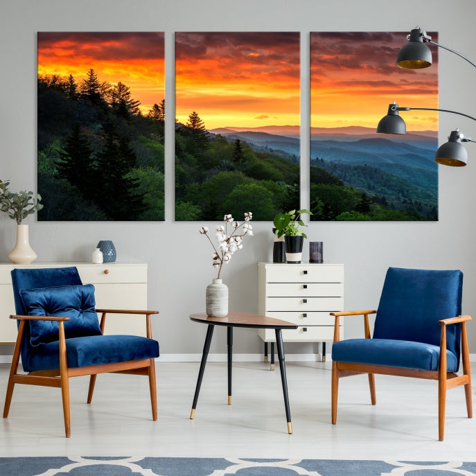 Large Forest Landscape Wall Art Sunset Canvas Print