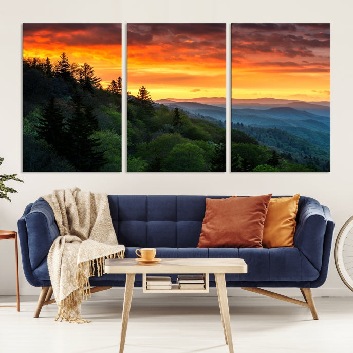 Large Forest Landscape Wall Art Sunset Canvas Print