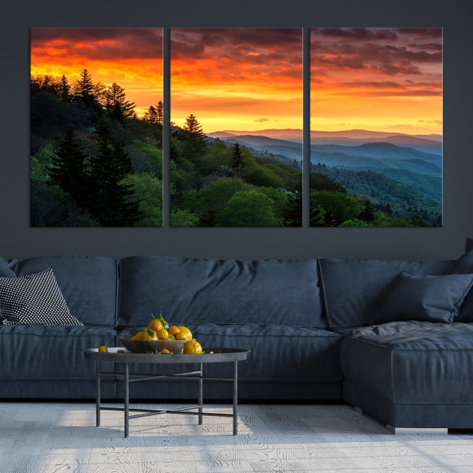 Large Forest Landscape Wall Art Sunset Canvas Print