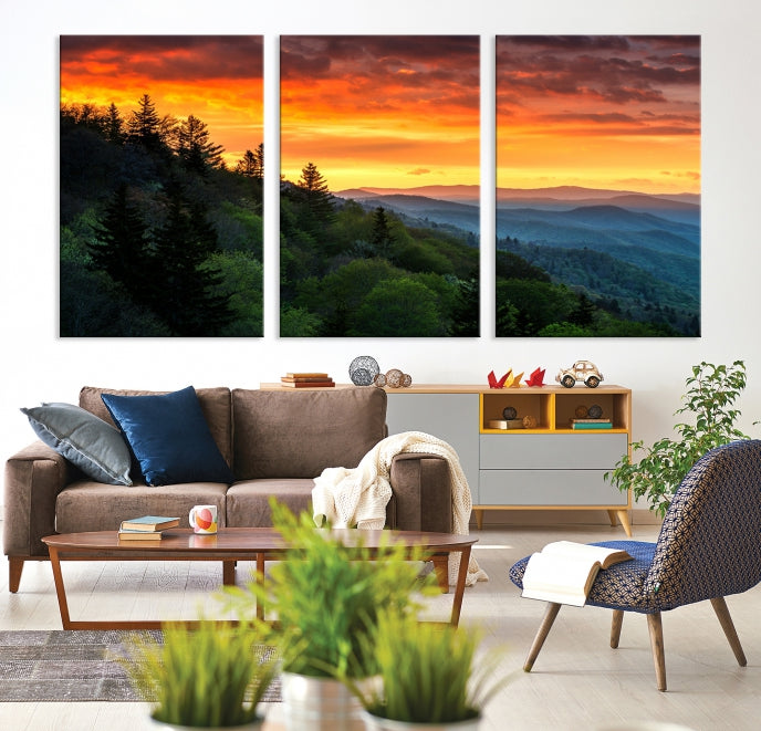 Large Forest Landscape Wall Art Sunset Canvas Print