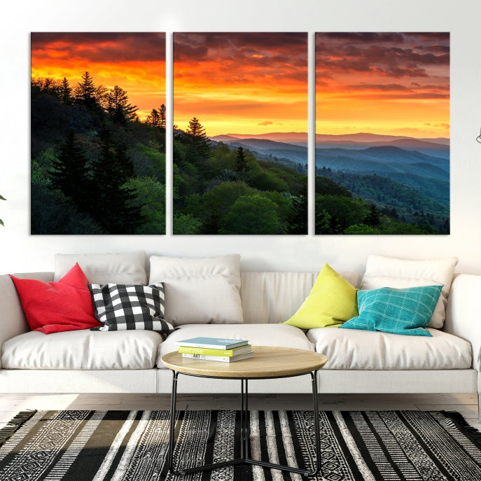 Large Forest Landscape Wall Art Sunset Canvas Print