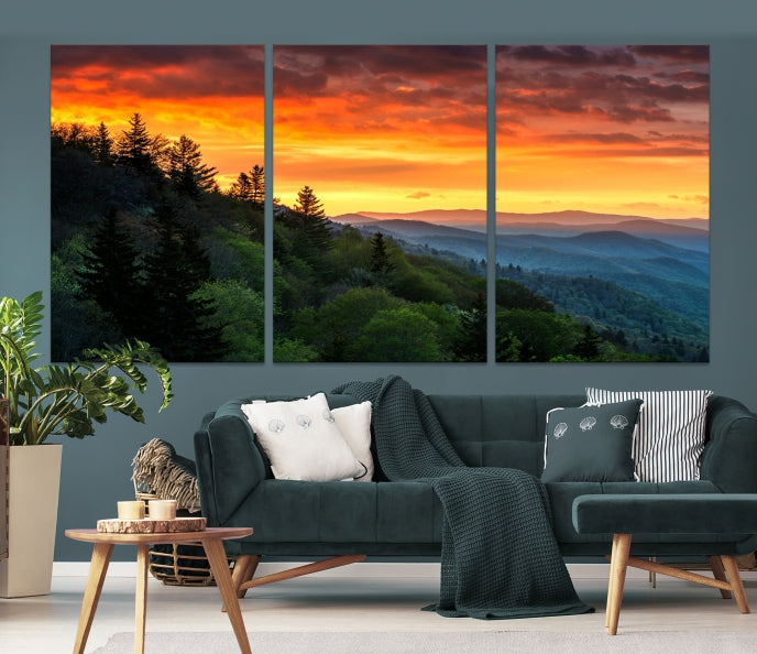 Large Forest Landscape Wall Art Sunset Canvas Print