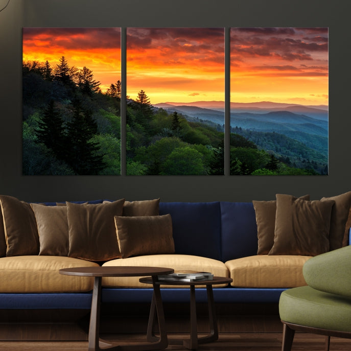 Large Forest Landscape Wall Art Sunset Canvas Print