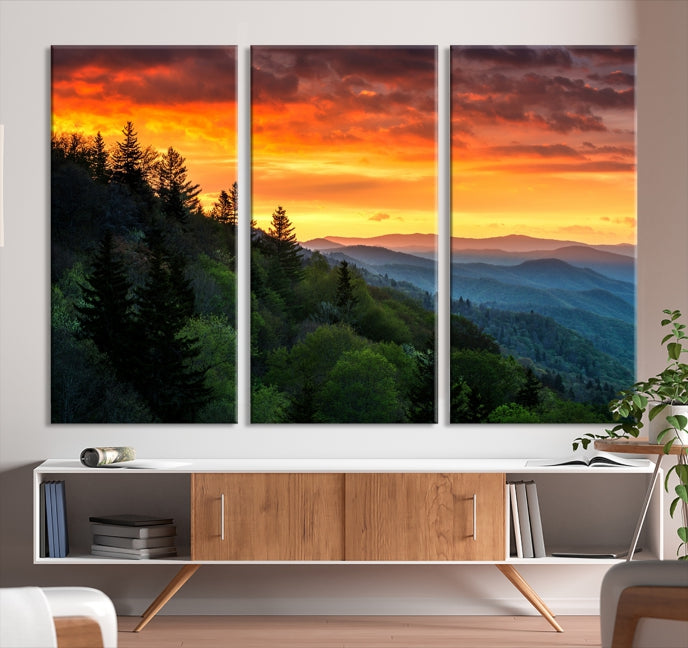 Large Forest Landscape Wall Art Sunset Canvas Print