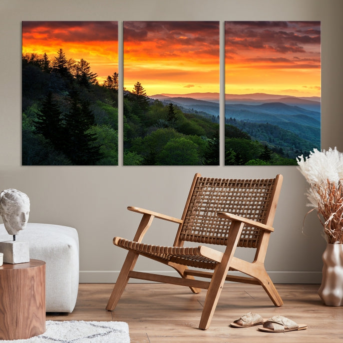 Large Forest Landscape Wall Art Sunset Canvas Print