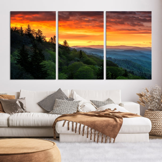 Large Forest Landscape Wall Art Sunset Canvas Print