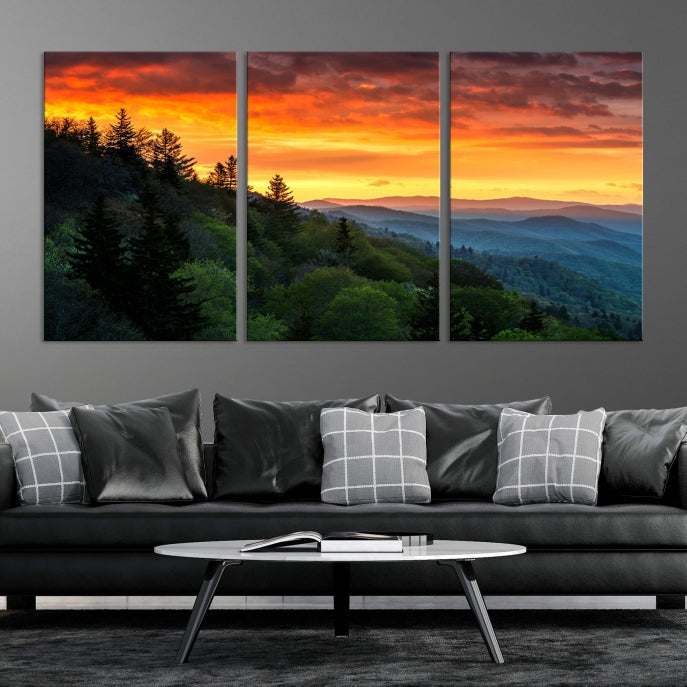 Large Forest Landscape Wall Art Sunset Canvas Print